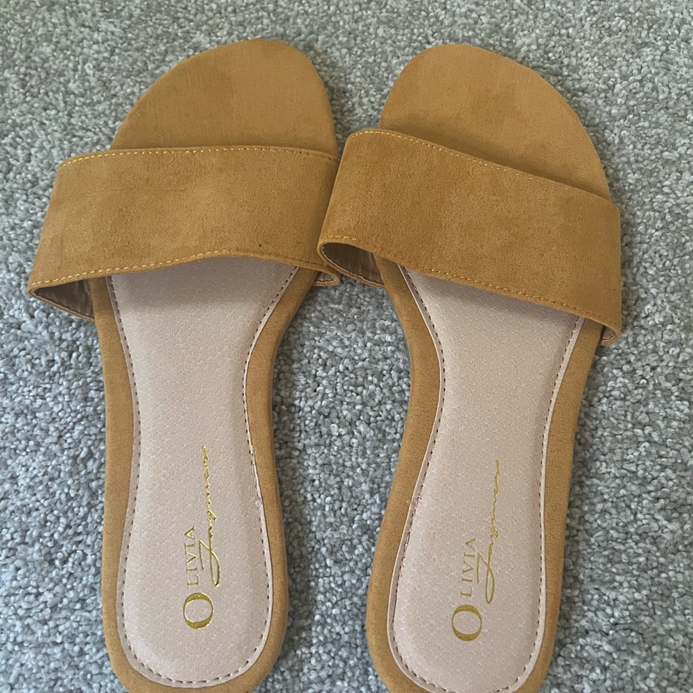 Mustard color flat slides